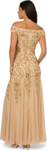 Adrianna Papell Women's Off Shoulder Bead Long Dress in Kuwait