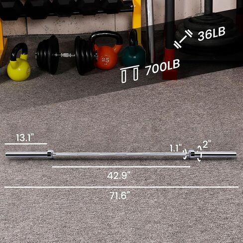 Fitvids Olympic Bar for Weightlifting and Power Lifting Barbell, 700-Pound Capacity, 5 Feet, 6 Feet, 7 Feet in Saudi Arabia