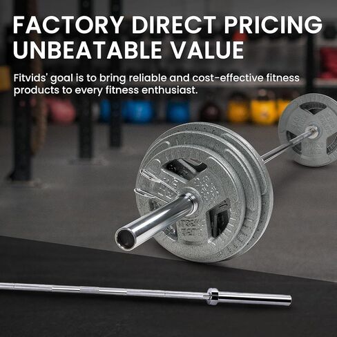 Fitvids Olympic Bar for Weightlifting and Power Lifting Barbell, 700-Pound Capacity, 5 Feet, 6 Feet, 7 Feet in Saudi Arabia