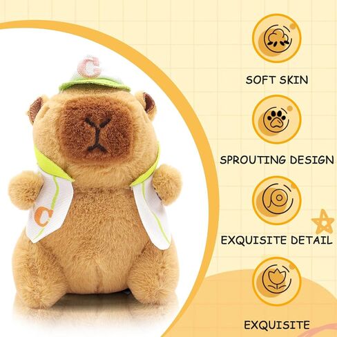 2 Pack Capybara Keychain Plush ، Capybara Peluche سلسلة مفاتيح لطيفة مع إكسسوارات حقيبة الظهر ، هدية حفلة عيد ميلاد الحيوانات الناعمة للبالغين ، سحر حقيبة (قبعة وظهر فرنسي) حقيبة ظهر) in Saudi Arabia