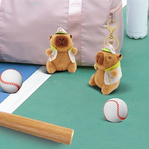 2 Pack Capybara Keychain Plush ، Capybara Peluche سلسلة مفاتيح لطيفة مع إكسسوارات حقيبة الظهر ، هدية حفلة عيد ميلاد الحيوانات الناعمة للبالغين ، سحر حقيبة (قبعة وظهر فرنسي) حقيبة ظهر) in Saudi Arabia