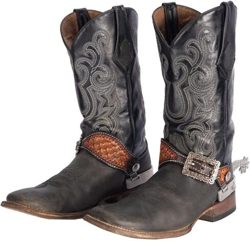 Schneiders Catteman's Crest Western Spur Straps | Hand-Tooled Argentine Leather | Ladies Horse Tack | Antiqued Silver Buckle | Durable & Stylish Equestrian Gear | Size Ladies in Saudi Arabia