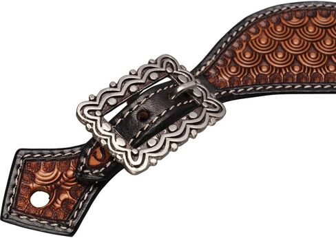 Schneiders Catteman's Crest Western Spur Straps | Hand-Tooled Argentine Leather | Ladies Horse Tack | Antiqued Silver Buckle | Durable & Stylish Equestrian Gear | Size Ladies in Saudi Arabia
