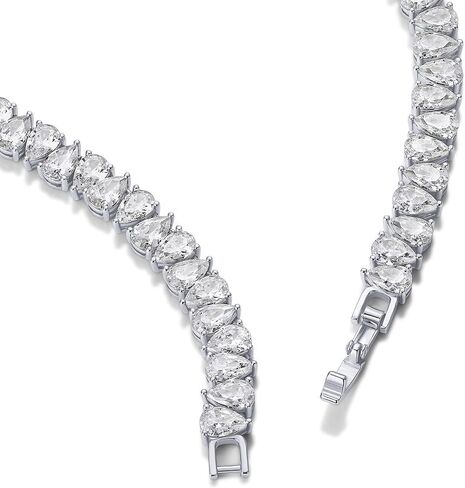 PAVOI 14K Gold Plated Pear Cubic Zirconia Tennis Necklace for Women – Tennis Chain Necklaces – Sizes 15" and 18" in Kuwait