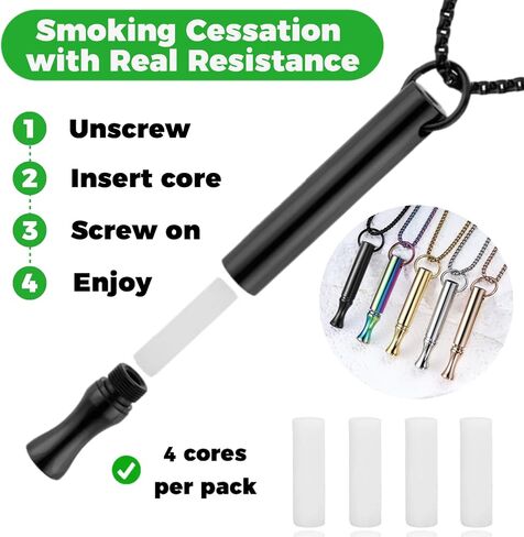 2 Pcs Breathing Necklace to Quit Smoking and Vaping - Refillable Essential Oil Diffuser, Fidget Necklace for Anxiety Relief, Smokeless Inhaler with 8 Cotton Pods in Kuwait