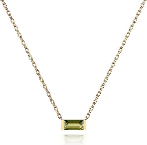 CAITLYNMINIMALIST سوليتير 18K الذهب لذيذ سلسلة الصنفرة الرغيف الفرنسي مستطيل جوهرة قلادة للنساء مجوهرات هدية لها in Saudi Arabia