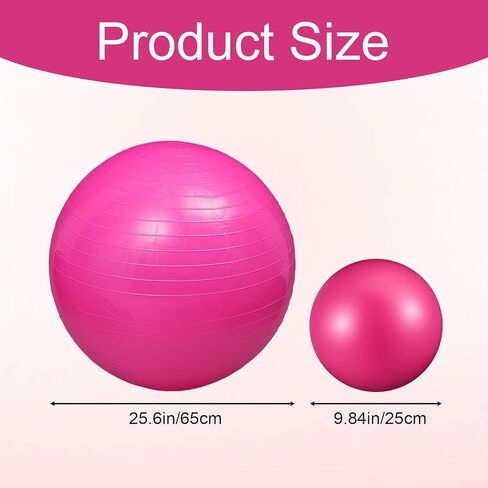 2PCS Yoga Ball, 2 Size Thicked Anti-Burst Exercise Balls for Workout Stretching Stability, Non-Slip Balance Ball Equipment for Women Pilates Physical Therapy Pregnancy Labor Birthing Fitness in Kuwait
