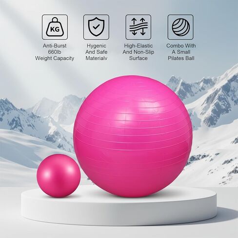 2PCS Yoga Ball, 2 Size Thicked Anti-Burst Exercise Balls for Workout Stretching Stability, Non-Slip Balance Ball Equipment for Women Pilates Physical Therapy Pregnancy Labor Birthing Fitness in Kuwait