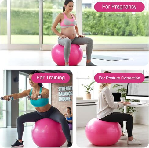 2PCS Yoga Ball, 2 Size Thicked Anti-Burst Exercise Balls for Workout Stretching Stability, Non-Slip Balance Ball Equipment for Women Pilates Physical Therapy Pregnancy Labor Birthing Fitness in Kuwait