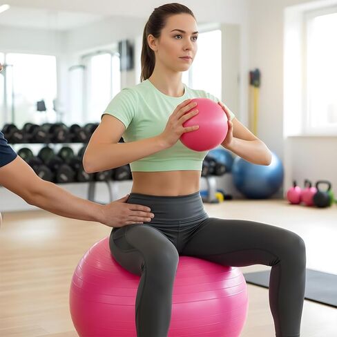 2PCS Yoga Ball, 2 Size Thicked Anti-Burst Exercise Balls for Workout Stretching Stability, Non-Slip Balance Ball Equipment for Women Pilates Physical Therapy Pregnancy Labor Birthing Fitness in Kuwait