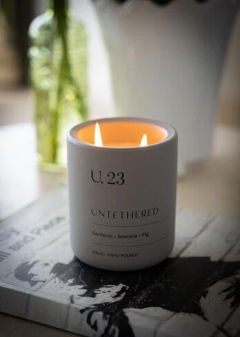 شمعة معطرة U.0 الفاخرة - Sage ، Orange & Amber | يدويًا في الولايات المتحدة الأمريكية مع شمع جوز الهند الطبيعي بنسبة 100 ٪ | فتيل مزدوج ، شمعة رائحة العطرية طويلة الأمد للمنزل ، الهدايا والاسترخاء (12.5 أوقية) in Kuwait
