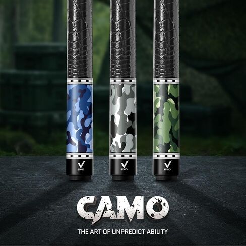 EVO CAMO Pool Cue Stick, Low Deflection Professional Pool Stick 12.5mm Tip, Billiard Cue Sticks for Adults with 3/8-10 Joint, Carbon Composite Butt, Microfiber Leather Grip in Saudi Arabia