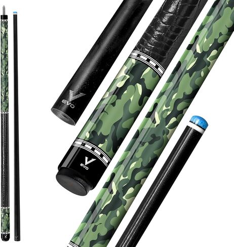 EVO CAMO Pool Cue Stick, Low Deflection Professional Pool Stick 12.5mm Tip, Billiard Cue Sticks for Adults with 3/8-10 Joint, Carbon Composite Butt, Microfiber Leather Grip in Saudi Arabia
