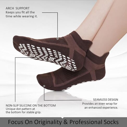 ZAKASA Non-Slip Grip Socks for Men: Anti-Skid Grippy Socks for Yoga Pilates Barre Fitness Elderly Hospital in Kuwait