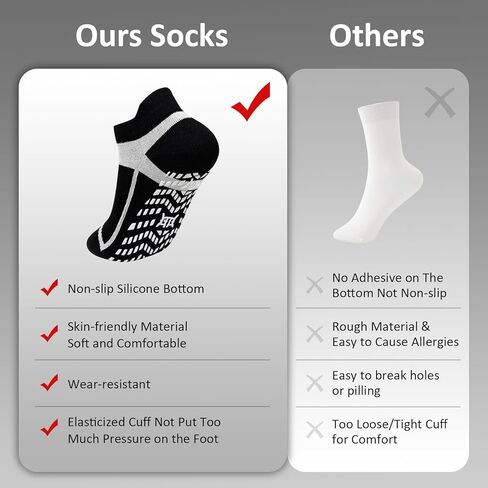 ZAKASA Non-Slip Grip Socks for Men: Anti-Skid Grippy Socks for Yoga Pilates Barre Fitness Elderly Hospital in Kuwait