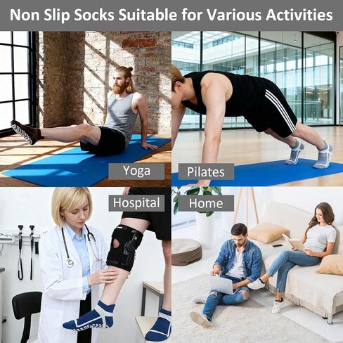 ZAKASA Non-Slip Grip Socks for Men: Anti-Skid Grippy Socks for Yoga Pilates Barre Fitness Elderly Hospital in Kuwait