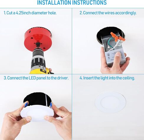 Torchstar 4 بوصة Ultra-Shin LED LED REACKED مع صندوق الوصلات ، 4000K أبيض بارد ، 10W 80W EQV. Dimmable Slim LED LID ، ETL و Energy Star معتمد ، حزمة من 4 in Kuwait