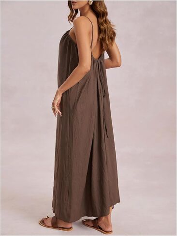 Makemechic المرأة المفتوحة الظهر كامي اللباس السباغيتي حزام بلا أكمام in Kuwait