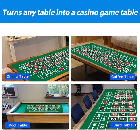GSE Games & Sports Expert مقاس 36 بوصة × 72 بوصة لباد تخطيط الكازينو مزدوج الجوانب، سجادة طاولة على طراز لاس فيغاس للحفلات، الترفيه المنزلي، ليلة لعبة البوكر in Saudi Arabia