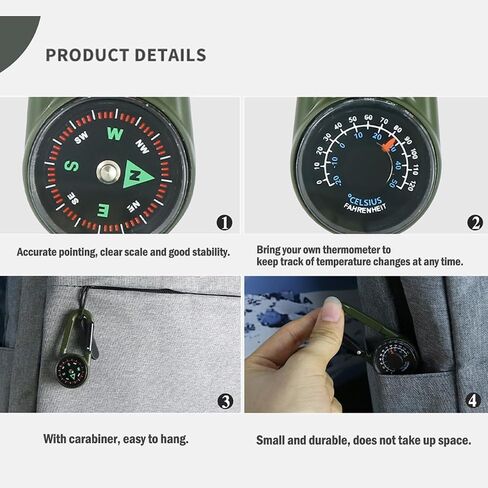 Compass Pocket Double-Sided Compass Carabiner Keychain Portable Outdoor Camping in Saudi Arabia
