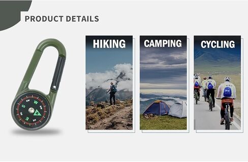 Compass Pocket Double-Sided Compass Carabiner Keychain Portable Outdoor Camping in Saudi Arabia