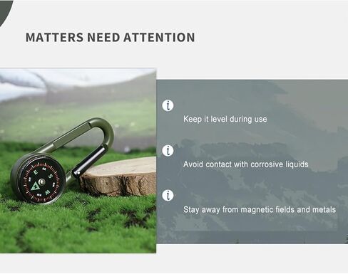 Compass Pocket Double-Sided Compass Carabiner Keychain Portable Outdoor Camping in Saudi Arabia