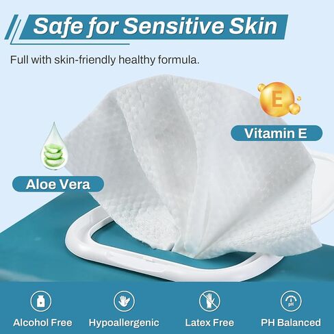 720 Count (12 Packs of 60) Wipes for Adults, 8" x 12" Extra Large Wipes for Incontinence & Cleansing, Body Wipes Bath Wipes - Disposable Shower Wipes for Elderly Bathing No-Rinse - Vitamin E & Aloe in Saudi Arabia