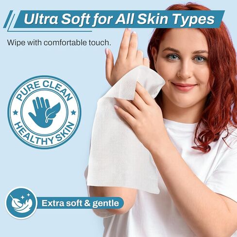 720 Count (12 Packs of 60) Wipes for Adults, 8" x 12" Extra Large Wipes for Incontinence & Cleansing, Body Wipes Bath Wipes - Disposable Shower Wipes for Elderly Bathing No-Rinse - Vitamin E & Aloe in Saudi Arabia