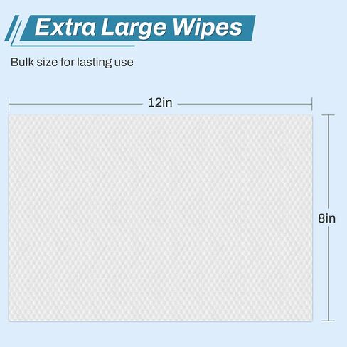 720 Count (12 Packs of 60) Wipes for Adults, 8" x 12" Extra Large Wipes for Incontinence & Cleansing, Body Wipes Bath Wipes - Disposable Shower Wipes for Elderly Bathing No-Rinse - Vitamin E & Aloe in Saudi Arabia