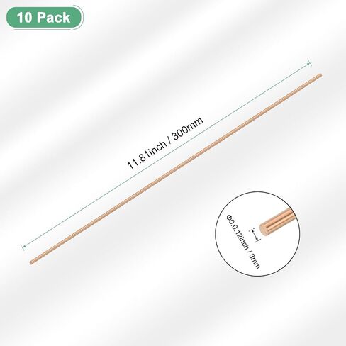 2 عبوة النحاس ROD ROD 5MM ديا. 9.84 بوصة الطول T2 مخزون قضيب المخرطة قضيب الصلبة للحرف المعدنية DIY/البستنة/الصناعة/الديكور أنبوب النحاس النقي in Saudi Arabia