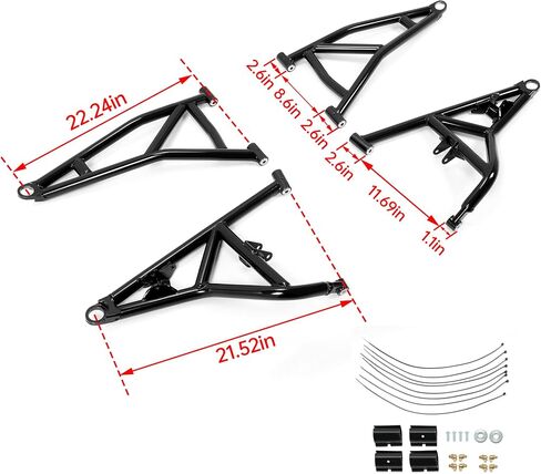 HECASA الأمامي العلوي والسفلي A-arms متوافق مع 2014+ Polaris RZR XP 1000/4 1000 A الأسلحة قضبان عالية التخليص الصلب الأسود in Saudi Arabia
