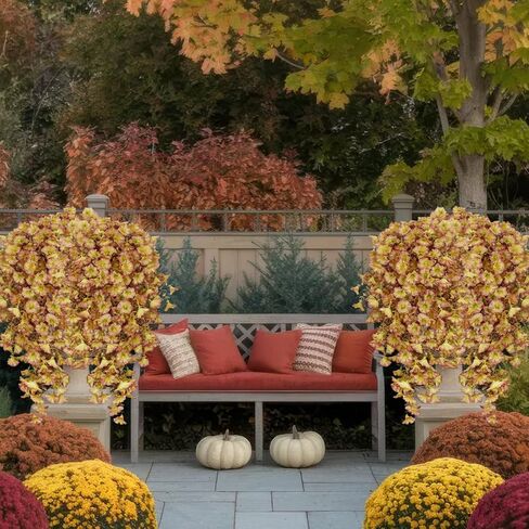 3 Pcs Artificial Hanging Flowers for Outdoors Morning Glory Artificial Flowers Spring Summer Decoration UV Resistant Blue Faux Flowers for Outdoor Planters Front Door Porch Patio Yard Decor in Kuwait