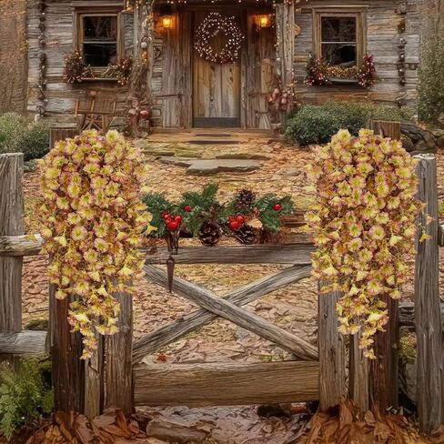 3 Pcs Artificial Hanging Flowers for Outdoors Morning Glory Artificial Flowers Spring Summer Decoration UV Resistant Blue Faux Flowers for Outdoor Planters Front Door Porch Patio Yard Decor in Kuwait