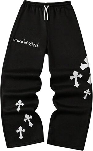 SOLY HUX Boy's Graphic Sweatpants Y2k Gothic Elastic Waist Straight Leg Baggy Pants Streetwear in Saudi Arabia