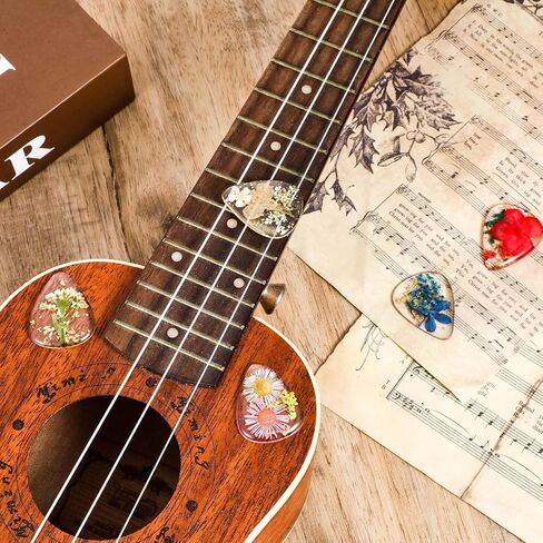 TISOME زهرة الراتنج يختار الغيتار، 5 قطع المجففة زهرة الغيتار Plectrums الثقيلة اليدوية الملونة الغيتار Plectrums الفنان الغيتار اختيار لباس القيثارات القيثارة الصوتية الكهربائية، مثلث in Saudi Arabia