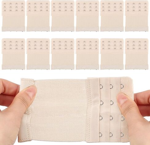 12 PCS Bra Extensers 4 Hooks ، Bra Strap Extender ، 4 Hook Bra Extensions for Women Flastic Extrac in Kuwait
