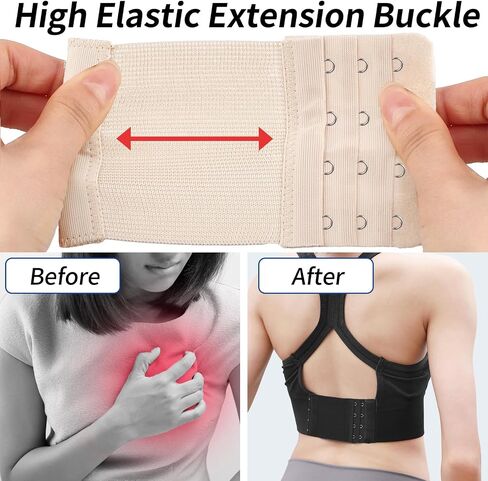 12 PCS Bra Extensers 4 Hooks ، Bra Strap Extender ، 4 Hook Bra Extensions for Women Flastic Extrac in Kuwait