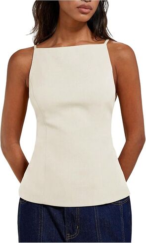 SHENHE Women's Y2k Sexy Open Back Top Spaghetti Strap Side Tie Dressy Going Out Cami Tank in Saudi Arabia