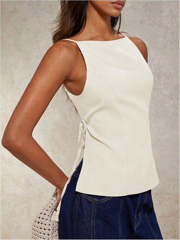 SHENHE Women's Y2k Sexy Open Back Top Spaghetti Strap Side Tie Dressy Going Out Cami Tank in Saudi Arabia