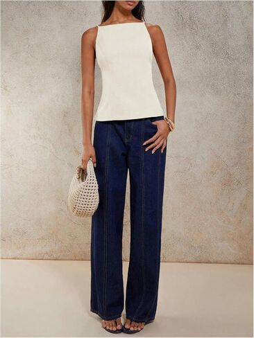 SHENHE Women's Y2k Sexy Open Back Top Spaghetti Strap Side Tie Dressy Going Out Cami Tank in Saudi Arabia
