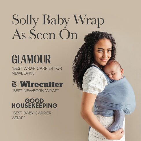 Solly Baby Wrap Carrier ، للطفل الجديد إلى طفل صغير من 8 إلى 25 رطلاً. ، ونسيج زبداني ونقص خفيف الوزن ، يقلل من البكاء وزيادة الاتصال ، والمواد الأساسية بعد الولادة ، والهدايا للأم الجديدة ، وسجل يجب أن يكون in Kuwait