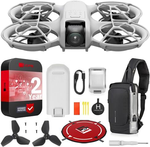DJI Neo Drone 4K UHD Mini Quadcopter للبالغين ، طائرة بدون طيار 135 جرام طائرة بدون طيار تتبعك ، إقلاع النخيل ، تتبع موضوع الذكاء الاصطناعي ، حزمة (خالية من التحكم) مع ملحقات Deco Gear in Kuwait
