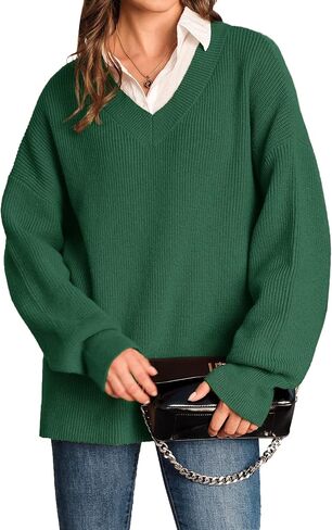 Arach&Cloz Women's Wool Blend Oversized V Neck Casual Sweaters 2025 in Saudi Arabia