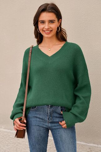 Arach&Cloz Women's Wool Blend Oversized V Neck Casual Sweaters 2025 in Saudi Arabia