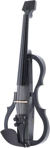 Electric Silent Violin with Ebony Wood, 4/4 Full Size Professional Silent Electric Violin Carbon Fiber and ABS 4/4 Full Size Electric Fiddle with Pickup for Adult Teenagers (Type in Saudi Arabia