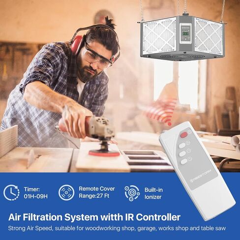 ABESTORM 360 درجة نظام ترشيح الهواء النجارة الخشبية 1350 CFM مرشح هواء معلق ، متجر تجميع الغبار من أجل الأعمال الخشبية ، ورشة المرآب MERV-11 مرشح ، DEGDUST 1350 in Saudi Arabia
