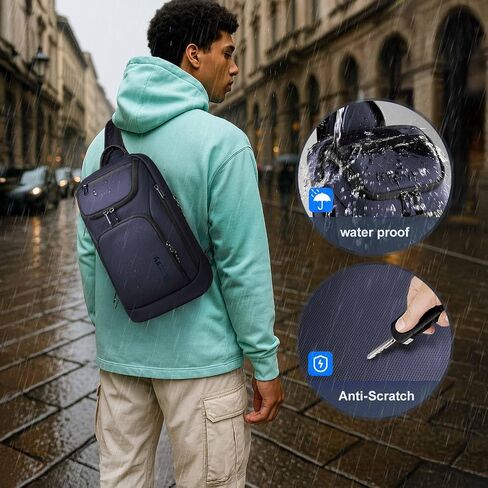 hk Sling Bag for Man, Waterproof Utility Crossbody Bag with Anti-theft Pocket for Men, Sling Backpack for Daily Commute, Work, College, 14.2 * 7.9 * 4.7 inches in Saudi Arabia