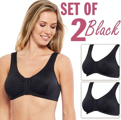 Carole Martin Full-Freedom Comfort Front Closure Bra for Women, Wireless Set of 2 Beige 44 in Kuwait