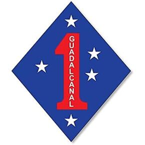 ملصق فرقة البحرية الأولى Guadalcanal (العملية الأولى لبرج المراقبة من الفينيل ملصق سليمان (3 بوصة) مرخص من مشاة البحرية الأمريكية