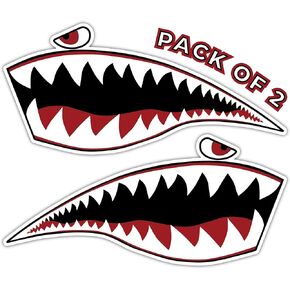 Imperial Vibes | Warhawk Shark Tiger Vinyl Sticker 2 Pcs - Waterproof Removable Self-Adhesive Sticker 8" Inches Perfect for Cars, Tumbler, Windows, Van, SUV, Laptop, & Trucks - Imp 89